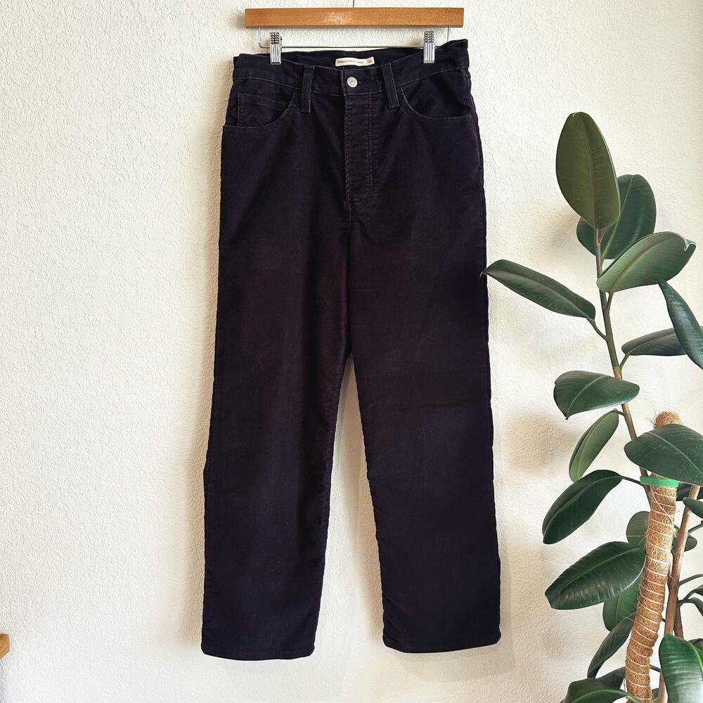 Levi's Ribeccage Straight Ankle‎ Corduroy Jeans Womens Size 30 Black High Rise